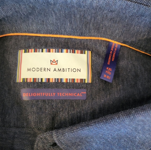 Modern Ambition Blue Button-Down Shirt, Size XXL - Picture 3 of 5